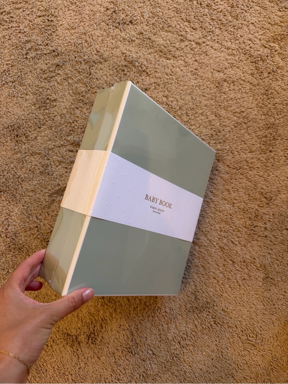 Sugar Paper Baby book - Sage green-ish color. Still in packaging